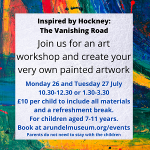 Children’s Art Workshop: Inspired by Hockney – Tuesday 10.30-12.30